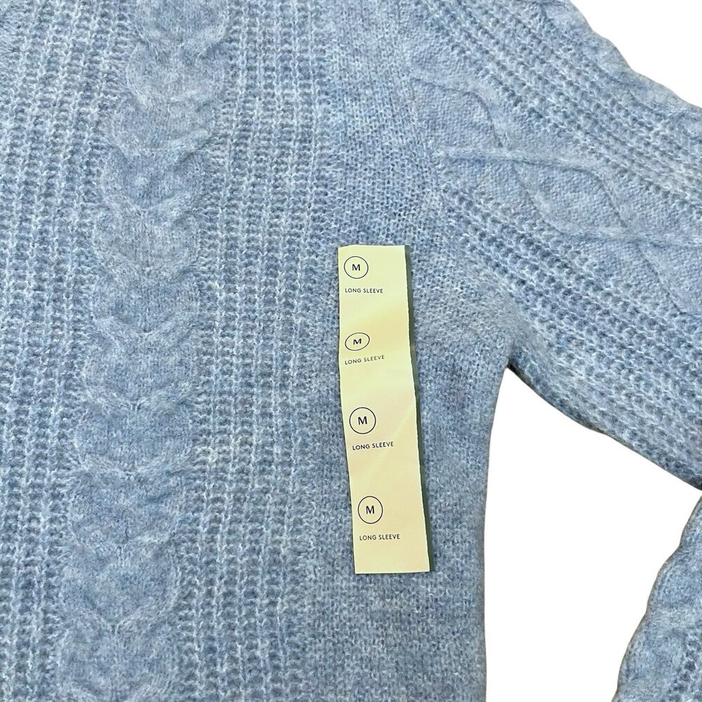 Universal Thread Cable Knit Sweater Medium Blue Crew Neck Pullover Soft Cozy - Picture 2 of 8